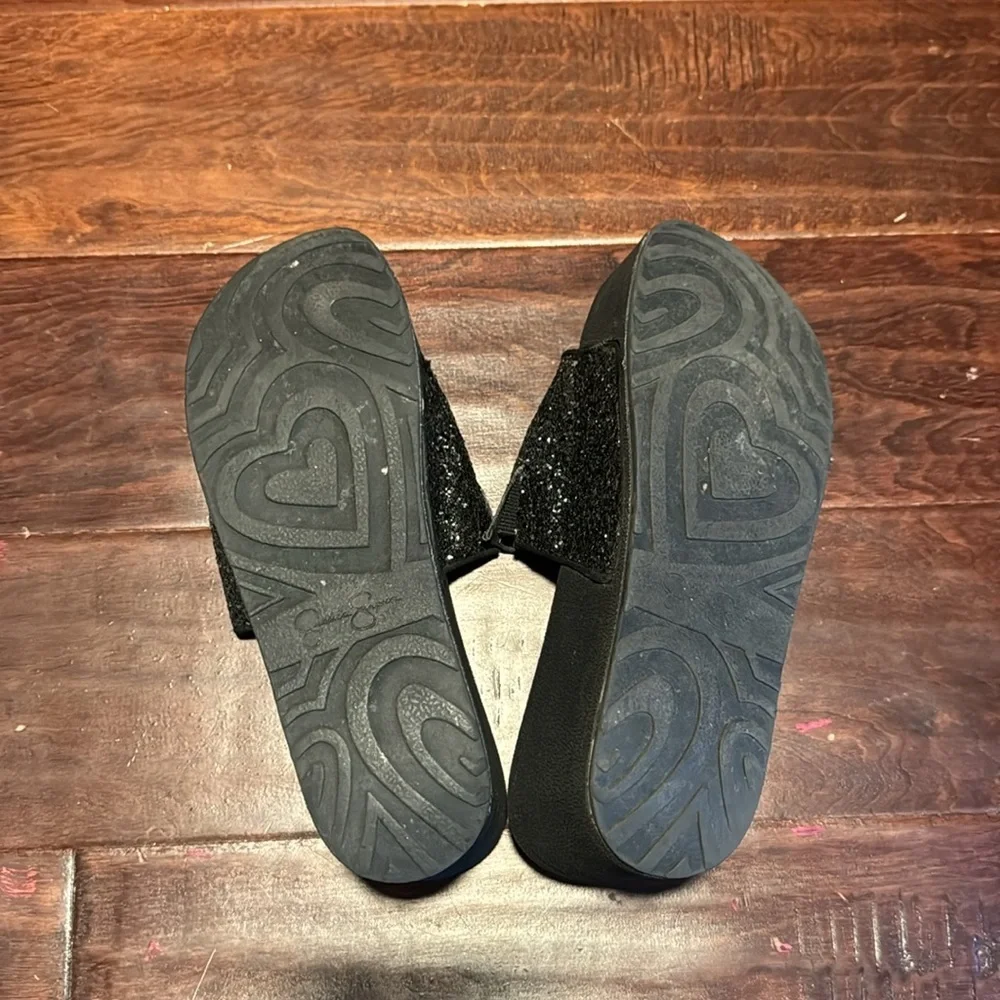 Jessica Simpson black sparkly glitter platform slides size 7 3 inch platform - Picture 7 of 9